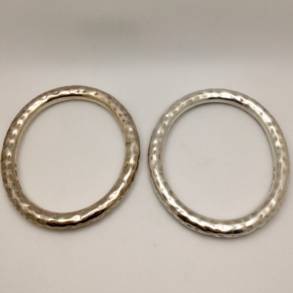 A pair off Mexican silver bangle bracelets